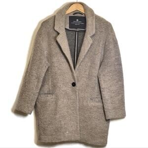 Designers Remix Wool Blend Long Sleeve Tan Cocoon Car Coat Size M